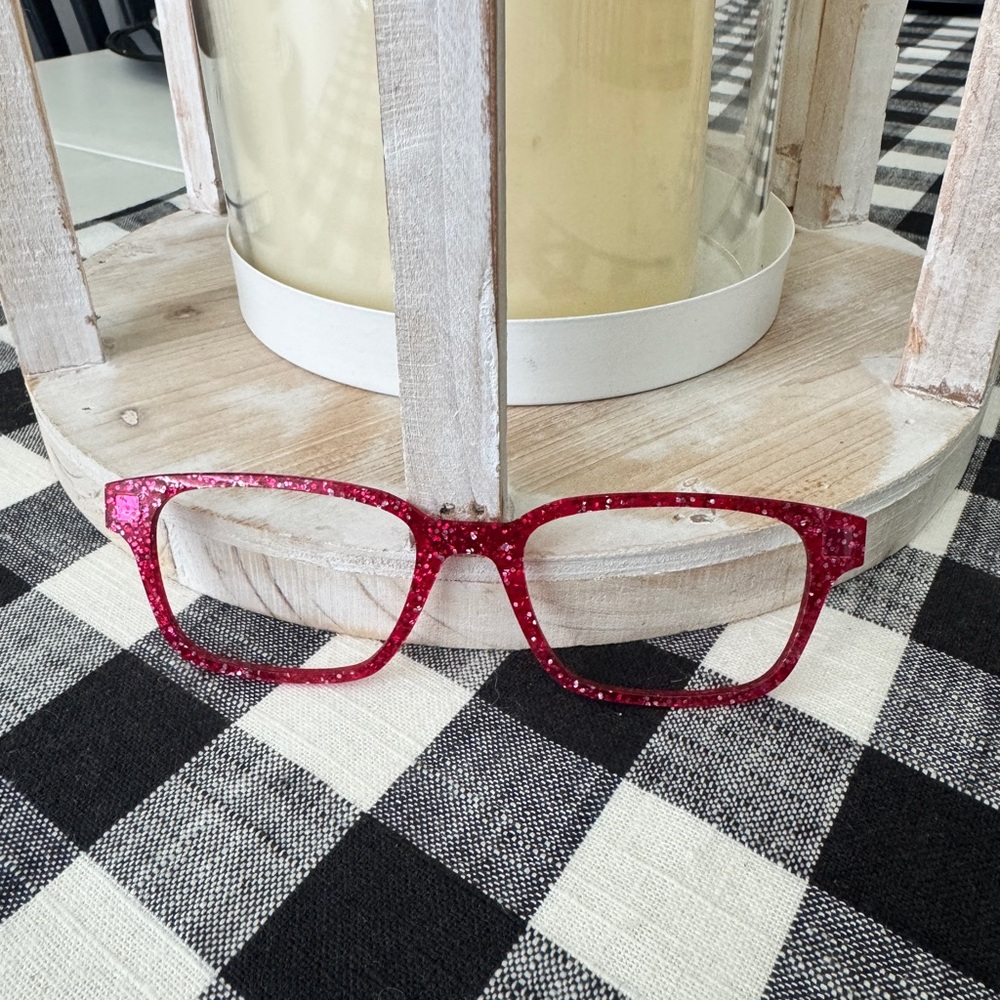Elegant Red Glitter Glasses magnetic Frame.  (GT)